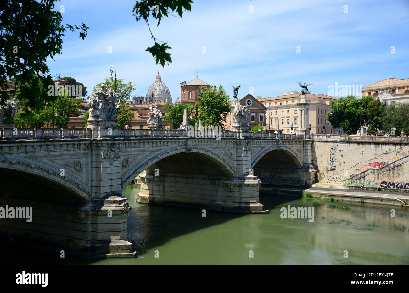 View of the dome of Saint Peter from the Tevere river Stock Photo