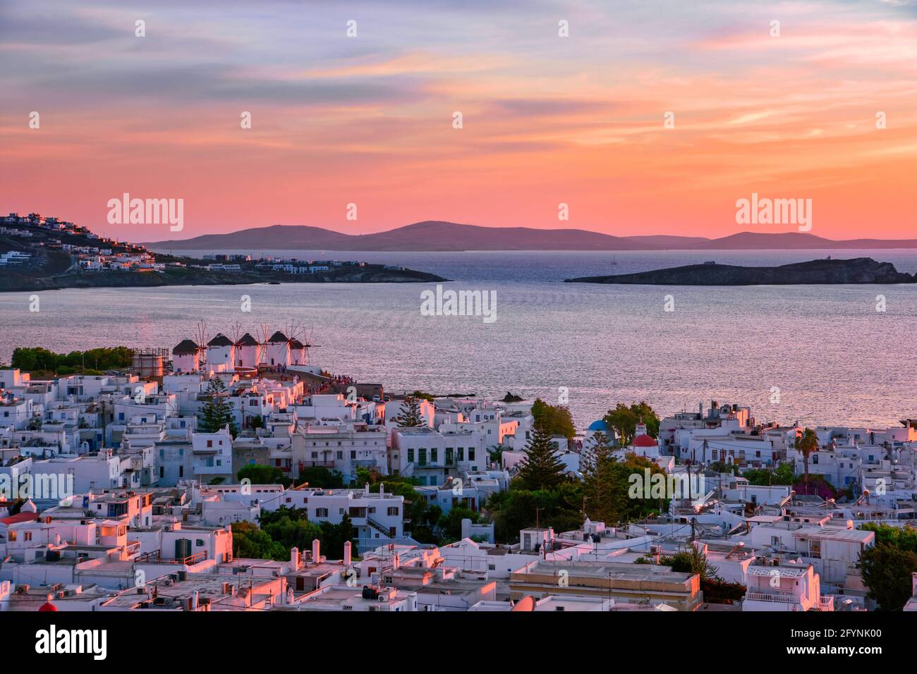 Mediterranean Sea View At Sunset Island In Greece Stock Photo