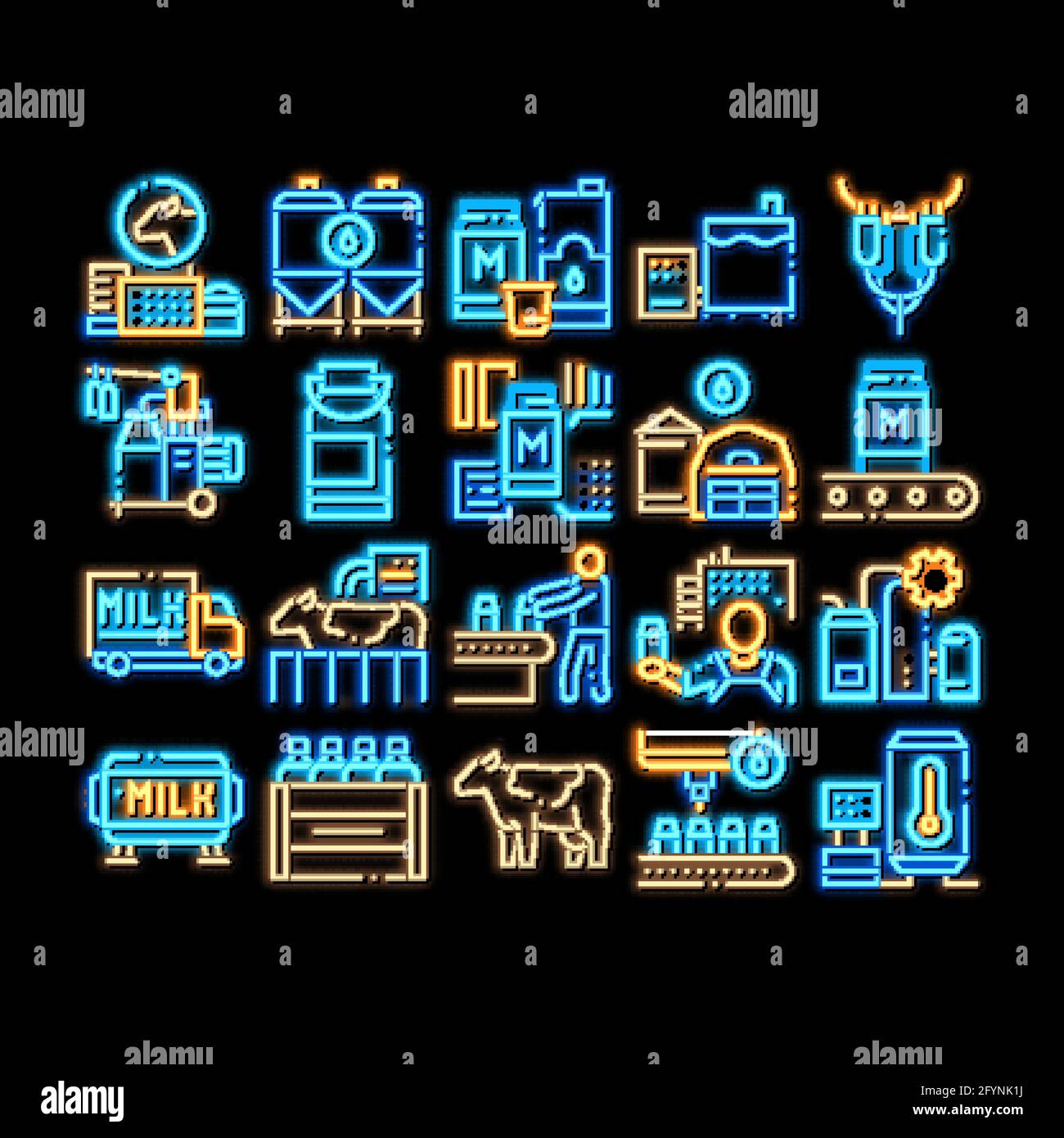 Milk Factory Product neon glow icon illustration Stock Vector Image ...