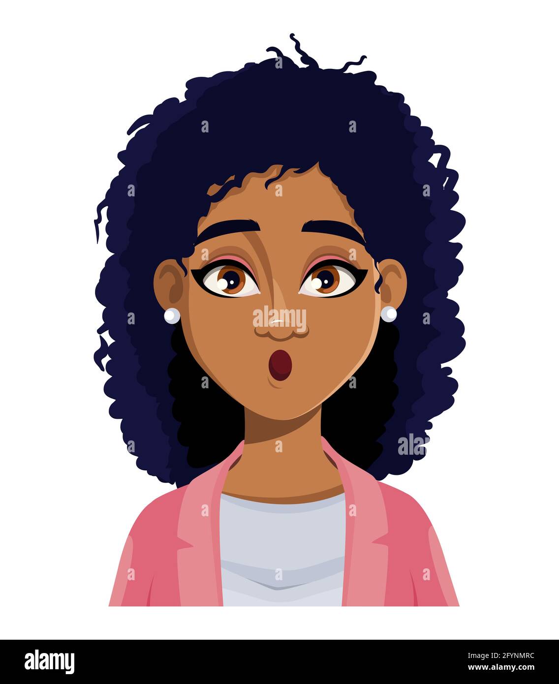 Face expression of beautiful African American woman, surprised. Female  emotion. Cute cartoon character in flat style. Usable for avatar, emoticon  etc Stock Vector Image & Art - Alamy