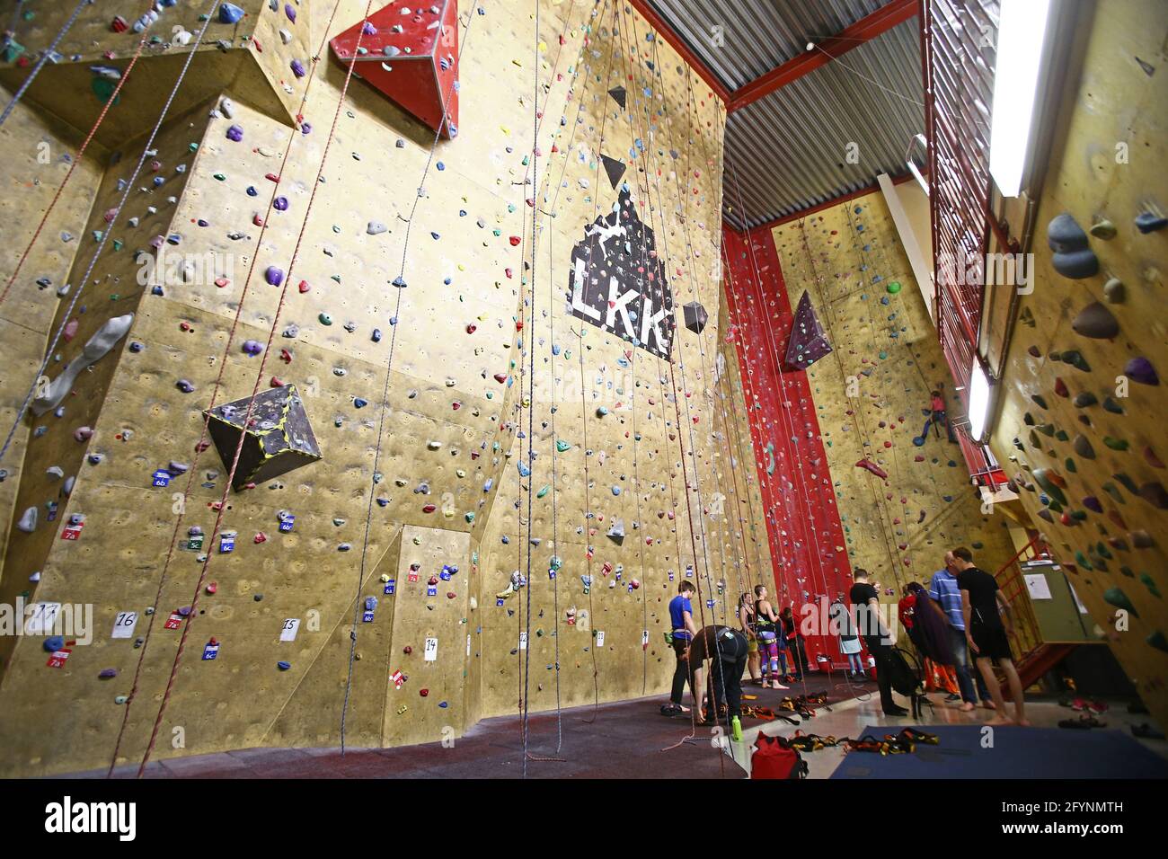 Hangaren activity hall with climbing wall, Linköping, Sweden Stock Photo -  Alamy