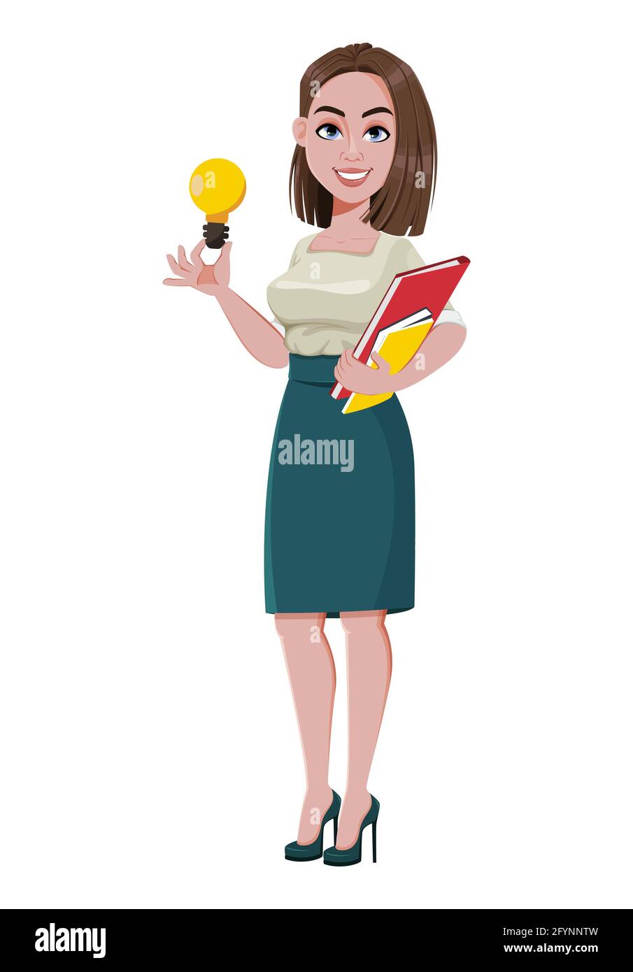 Young successful business woman having a good idea. Cute businesswoman  cartoon character. Stock vector illustration on white background Stock  Vector Image & Art - Alamy