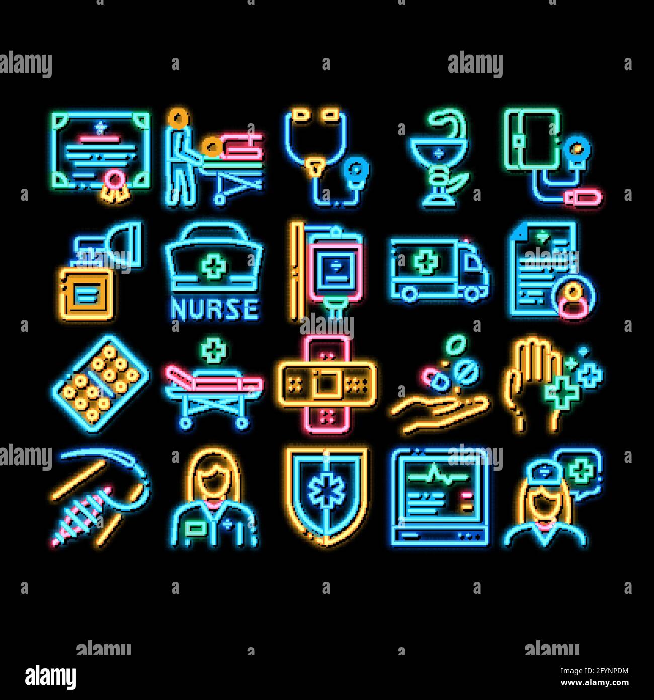 Nurse Medical Aid neon glow icon illustration Stock Vector Image & Art ...
