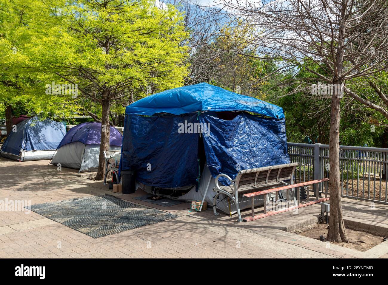 Homeless encampment, Austin, Texas, USA, by James D Coppinger/Dembinsky ...