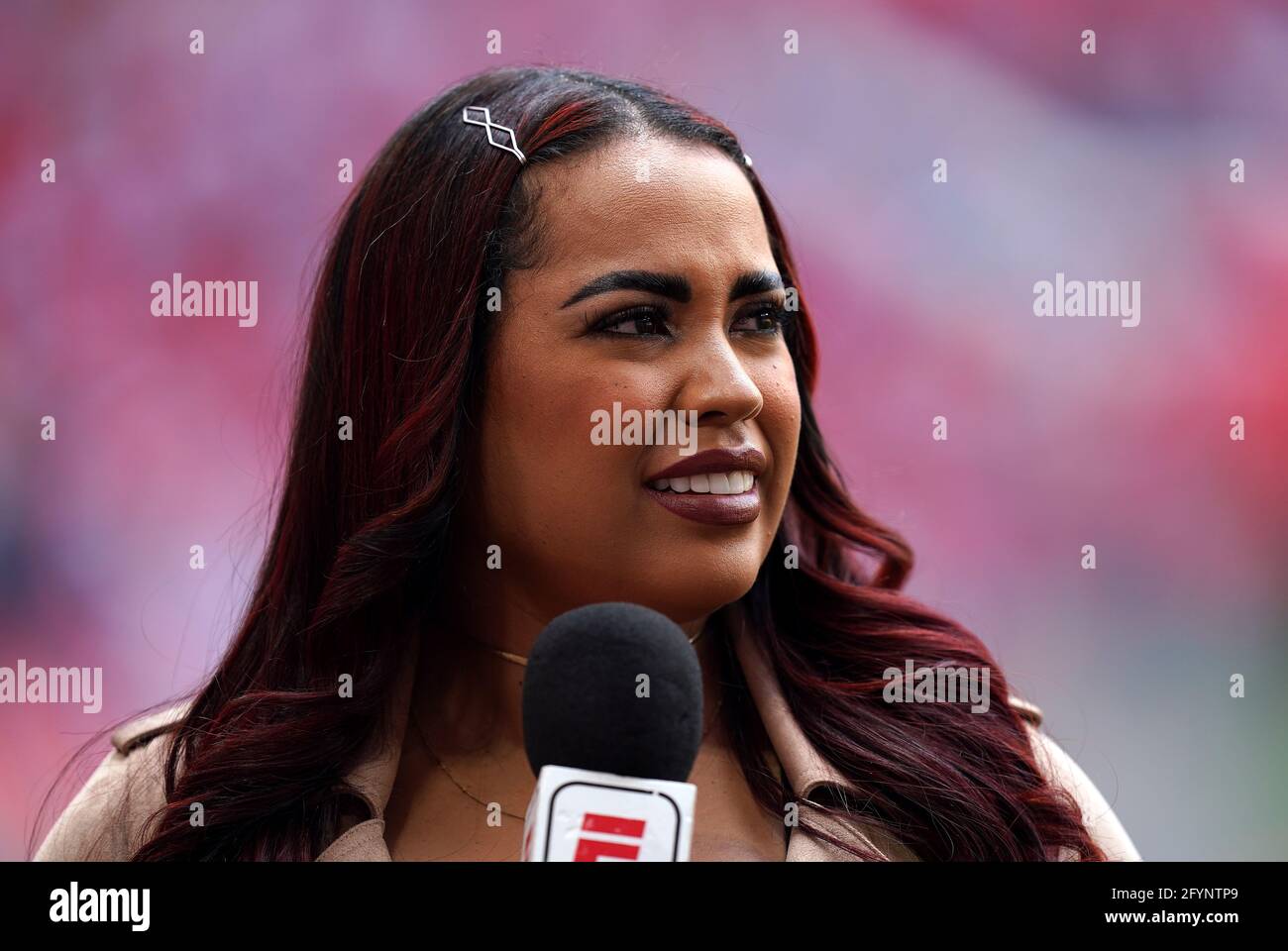 Alexis Nunes working for ESPN television during the Sky Bet