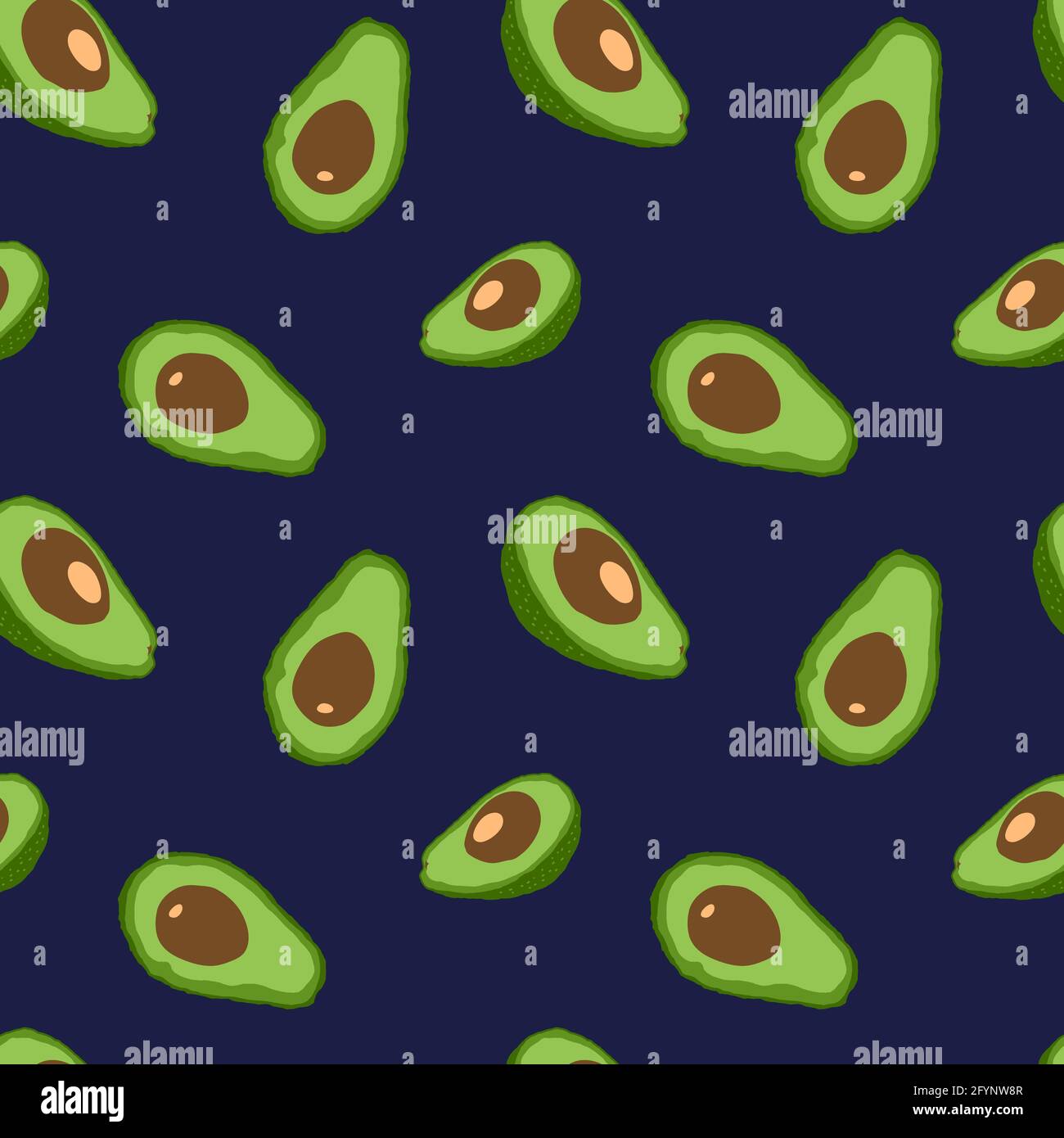 Avocado seamless pattern. Dark organic background. Vector illustration ...