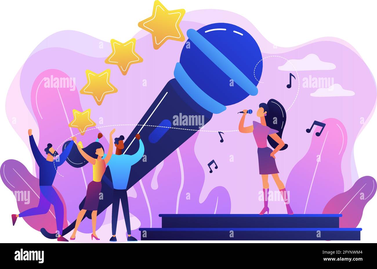Famous pop singer near huge microphone singing and tiny people dancing at  concert. Popular music, pop music industry, top chart artist concept.  Bright Stock Vector Image & Art - Alamy