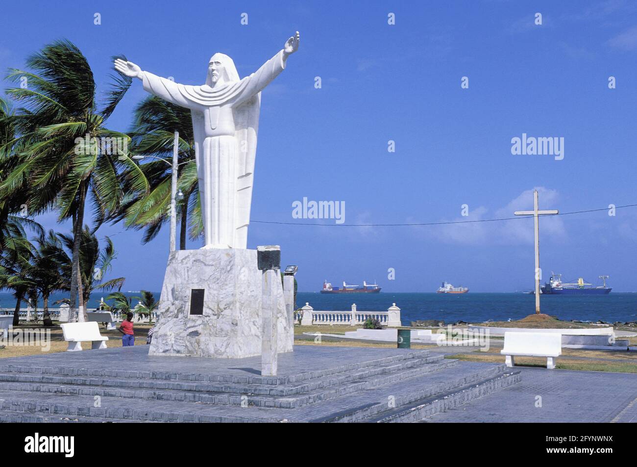 Panama, Colon city, the statue of the Christ Stock Photo