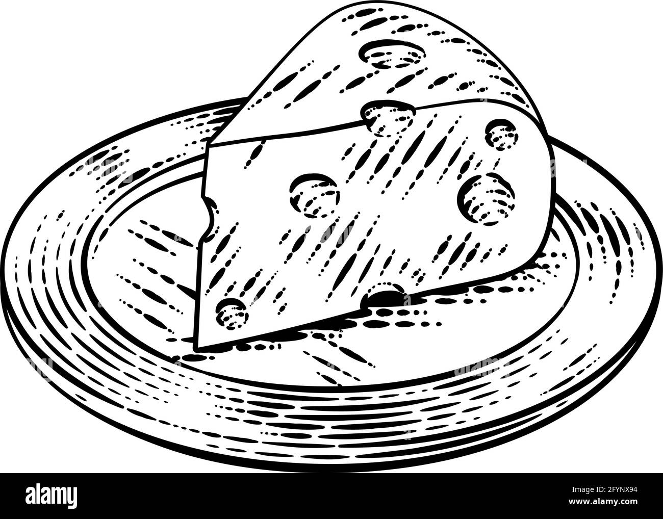 Swiss Cheese Vintage Woodcut Etching Style Stock Vector