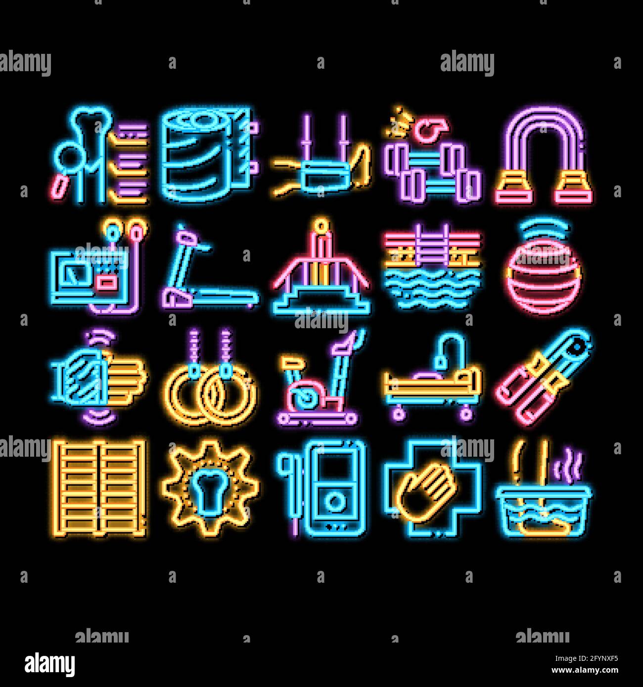 Physical Therapy neon glow icon illustration Stock Vector