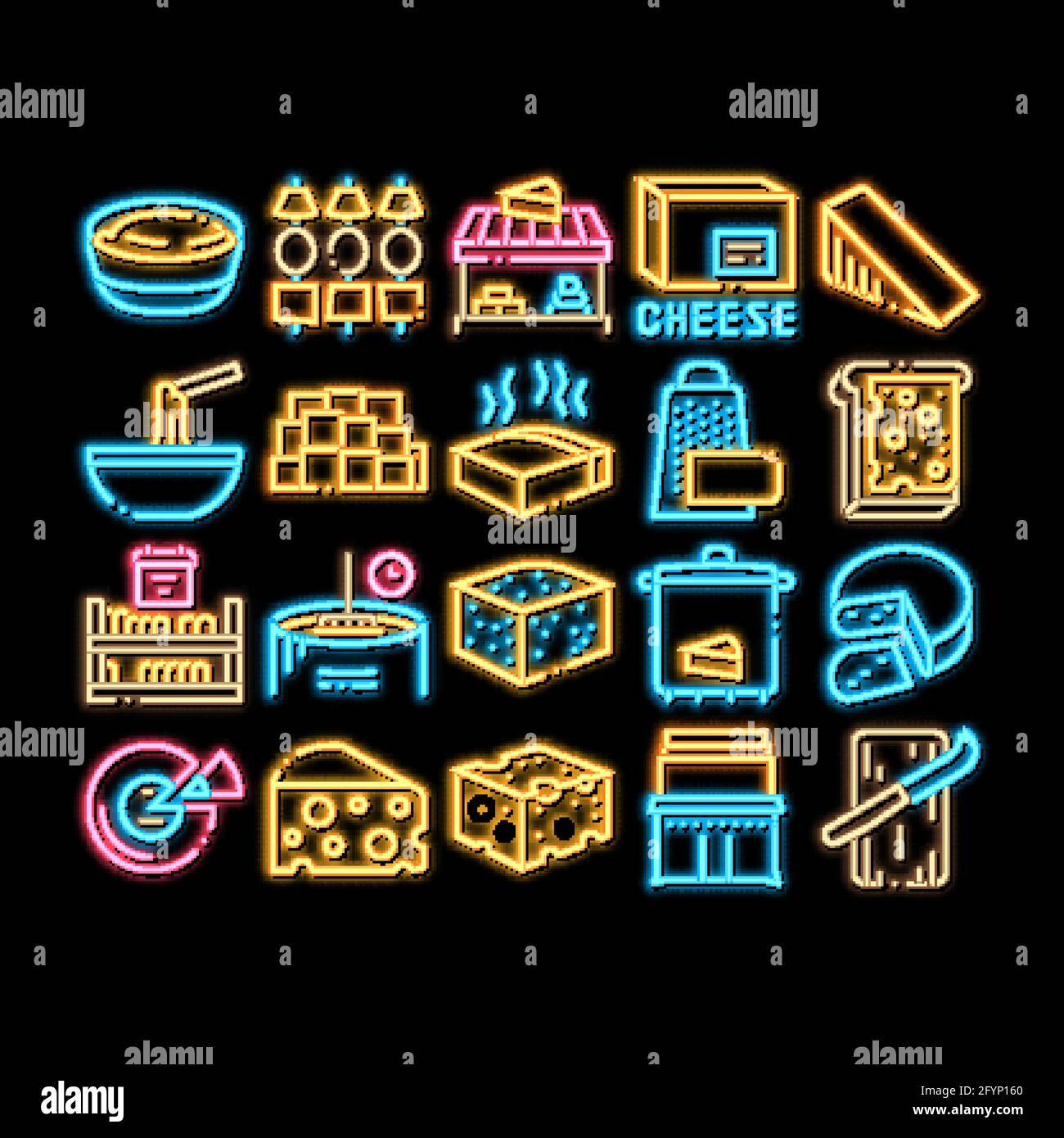 Cheese Dairy Food neon glow icon illustration Stock Vector Image & Art ...
