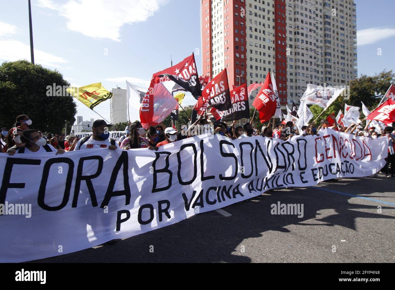 May 29, 2021, Rio de Janeiro, Rio de Janeiro, Brasil: (INT) Popular  movements in Rio organize protest for ''Fora Bolsonaro'' May 29, 2021, Rio  de Janeiro, Brazil: Popular movements organize an act