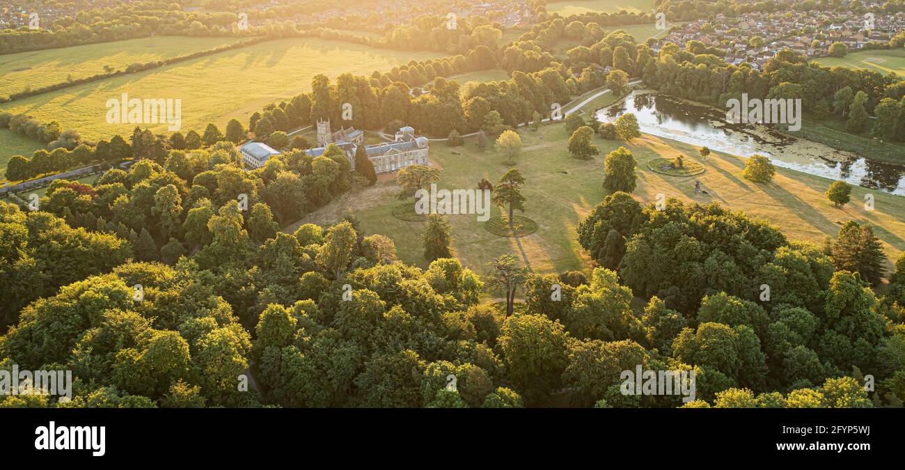 Aerial view of Lydiard House, Lydiard Park Swindon, Wiltshire, UK Stock Photo