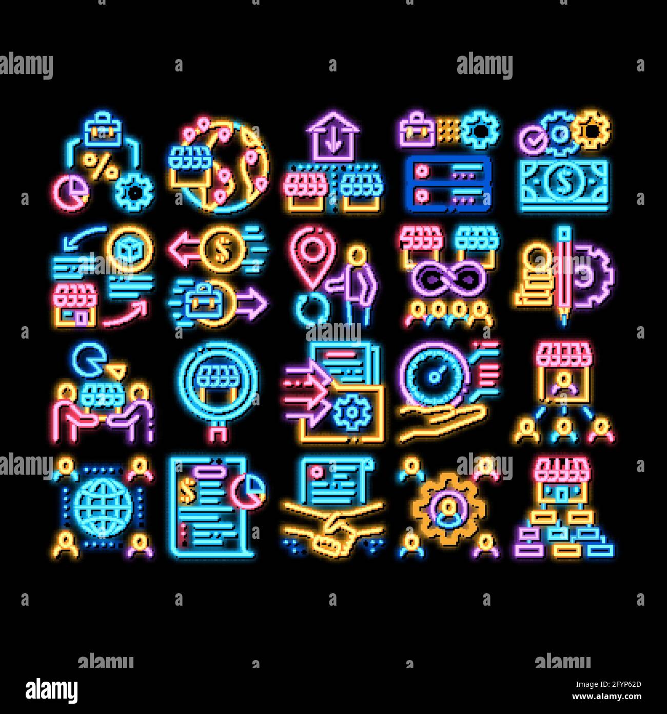 Outsource Management neon glow icon illustration Stock Vector Image ...