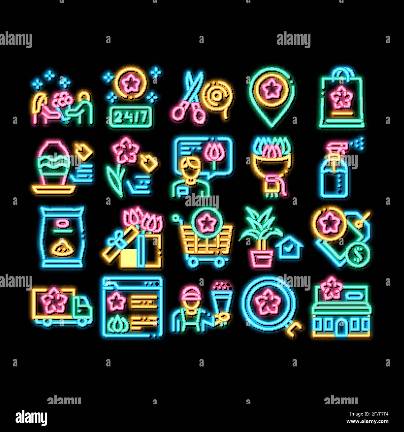 Flower Shop Boutique neon glow icon illustration Stock Vector Image ...