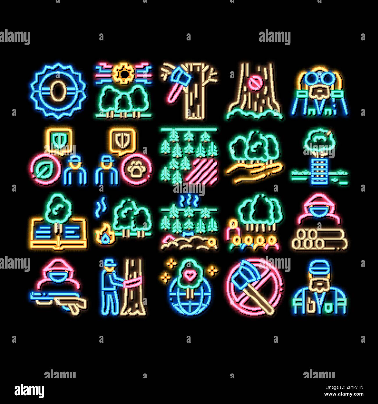 Forestry Lumberjack neon glow icon illustration Stock Vector