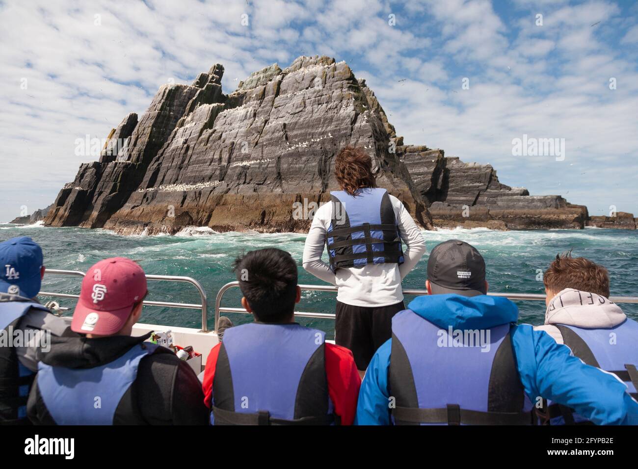 Boat Trip to the Skellig Rocks off the Coast of County Kerry, Ireland Stock Photo