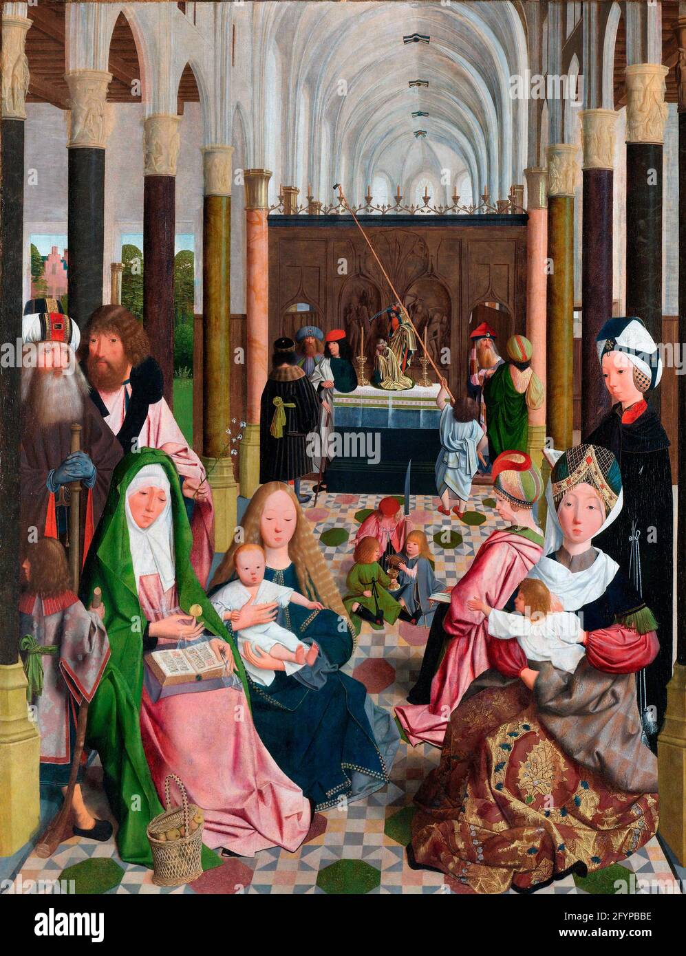 The Holy Kinship by workshop of Geertgen tot Sint Jans (c. 1465 – c. 1495), oil on panel, c. 1495 Stock Photo
