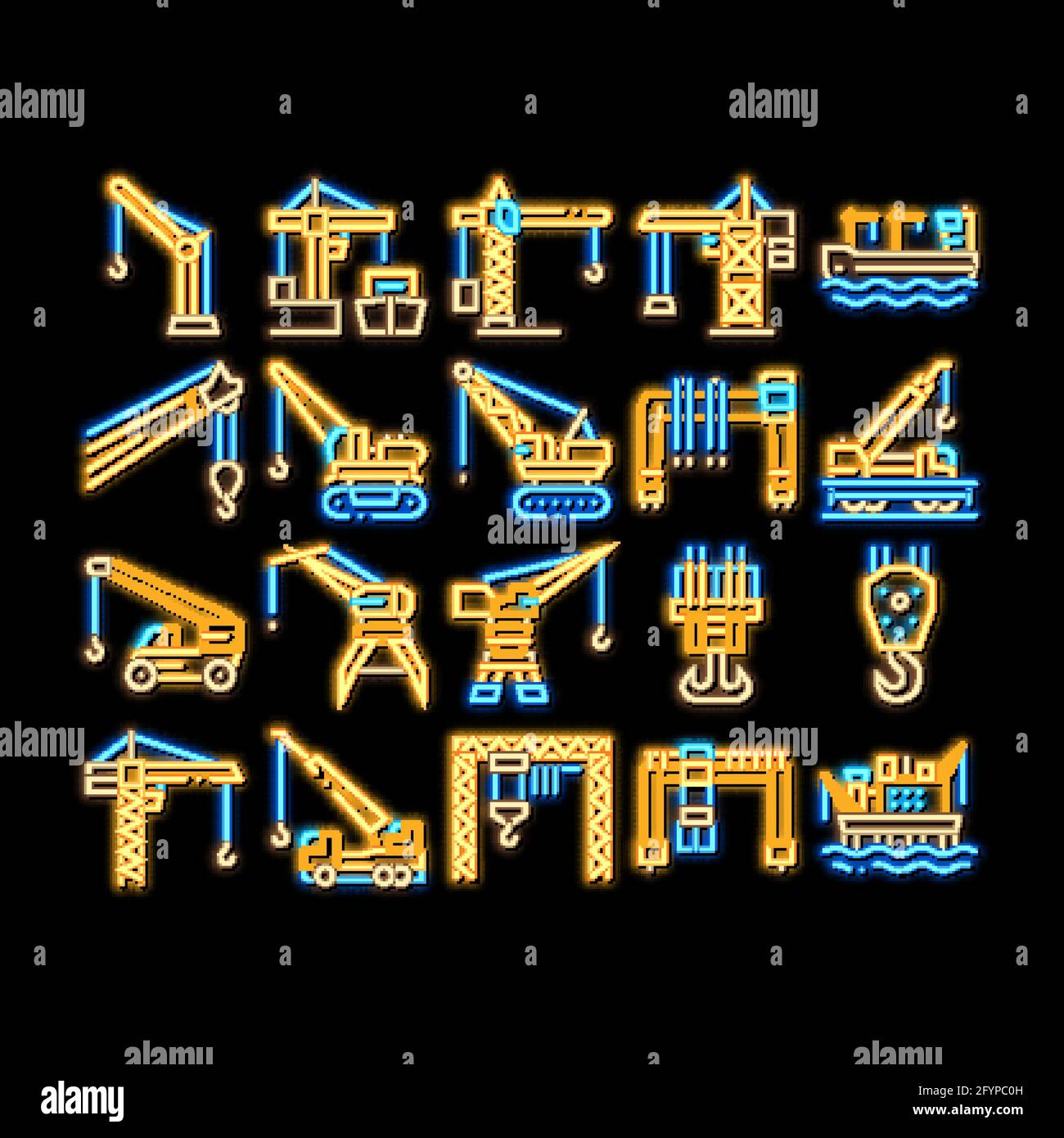 Crane Building Machine neon glow icon illustration Stock Vector Image ...