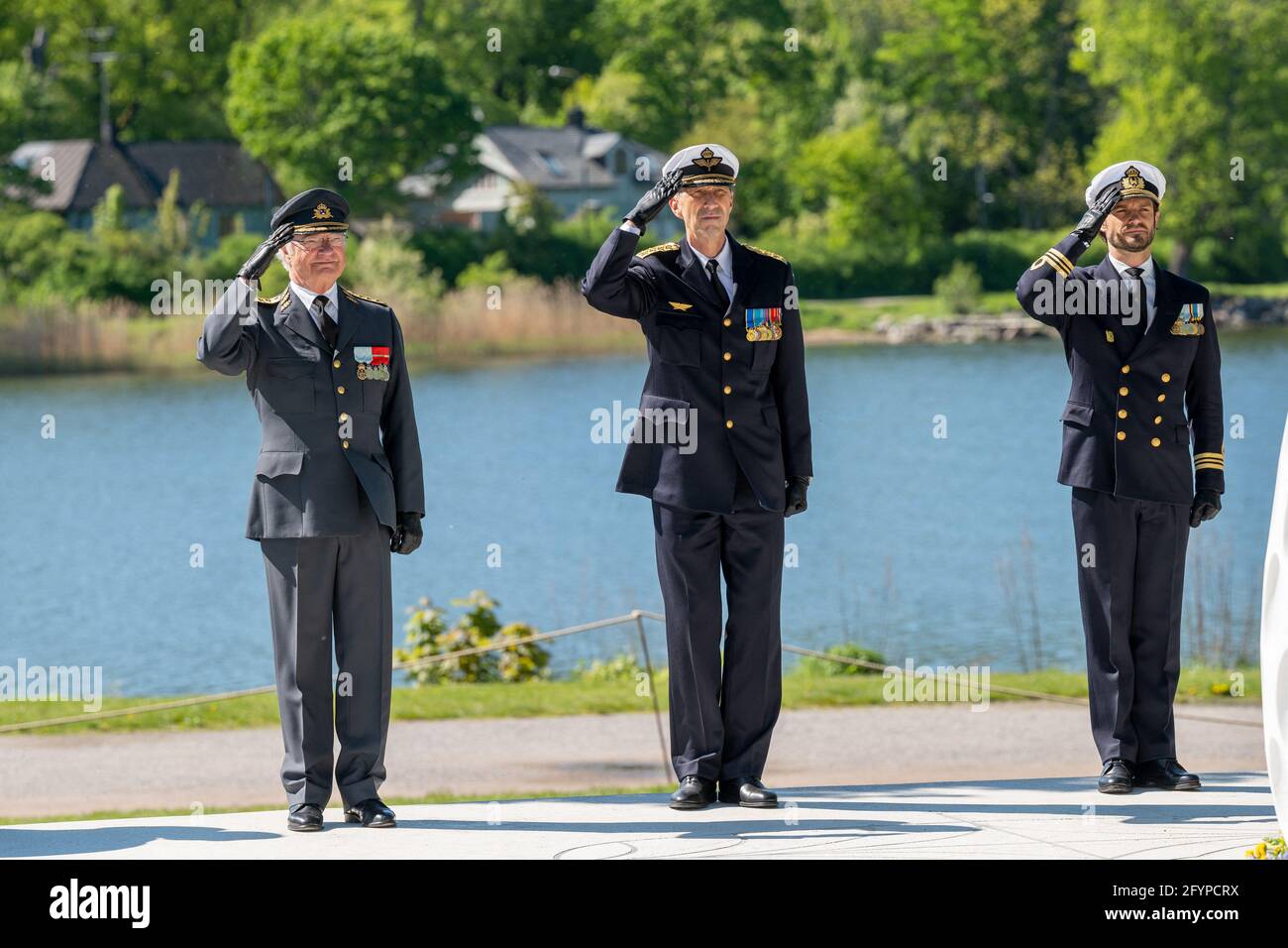 King Carl Gustaf and Prince Carl Philip at Veterans Day, in Stockholm , Sweden, on May 29, 2021. Photo by Fredrik Wennerlund/ Stella Pictures/ABACAPRESS.COM Stock Photo