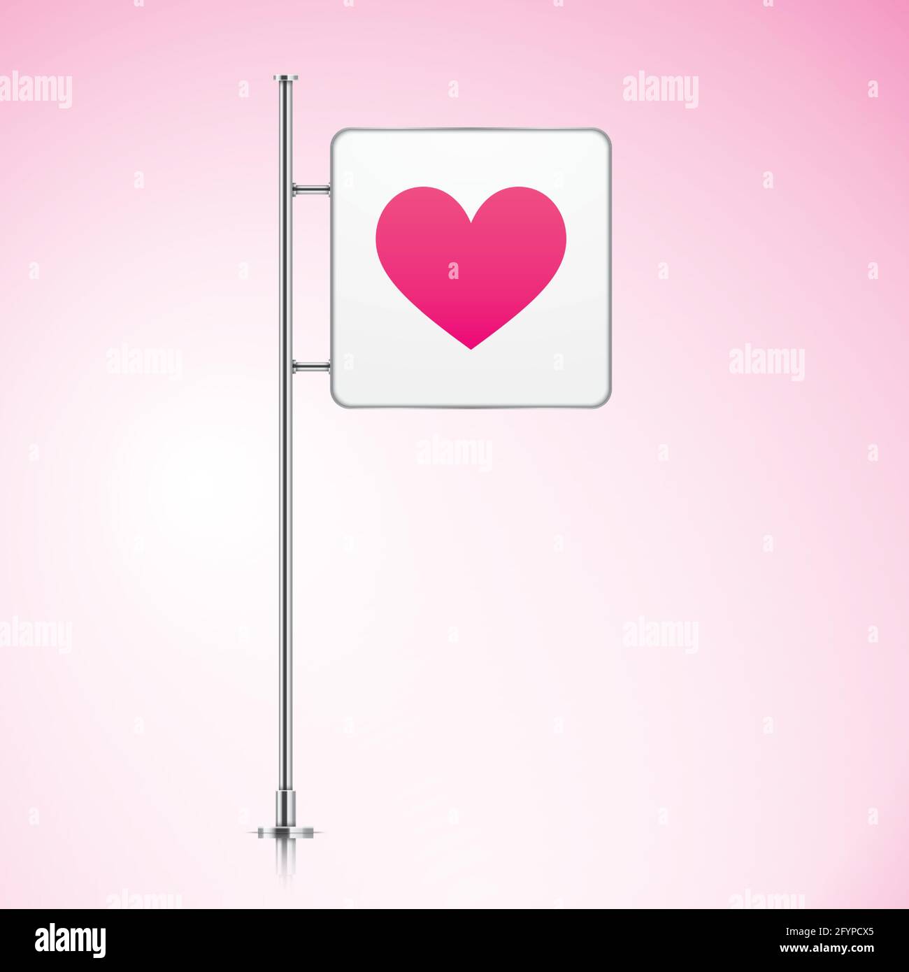 Vector lightbox with a pink heart in the frame. Romantic concept, vector illustration. Stock Vector