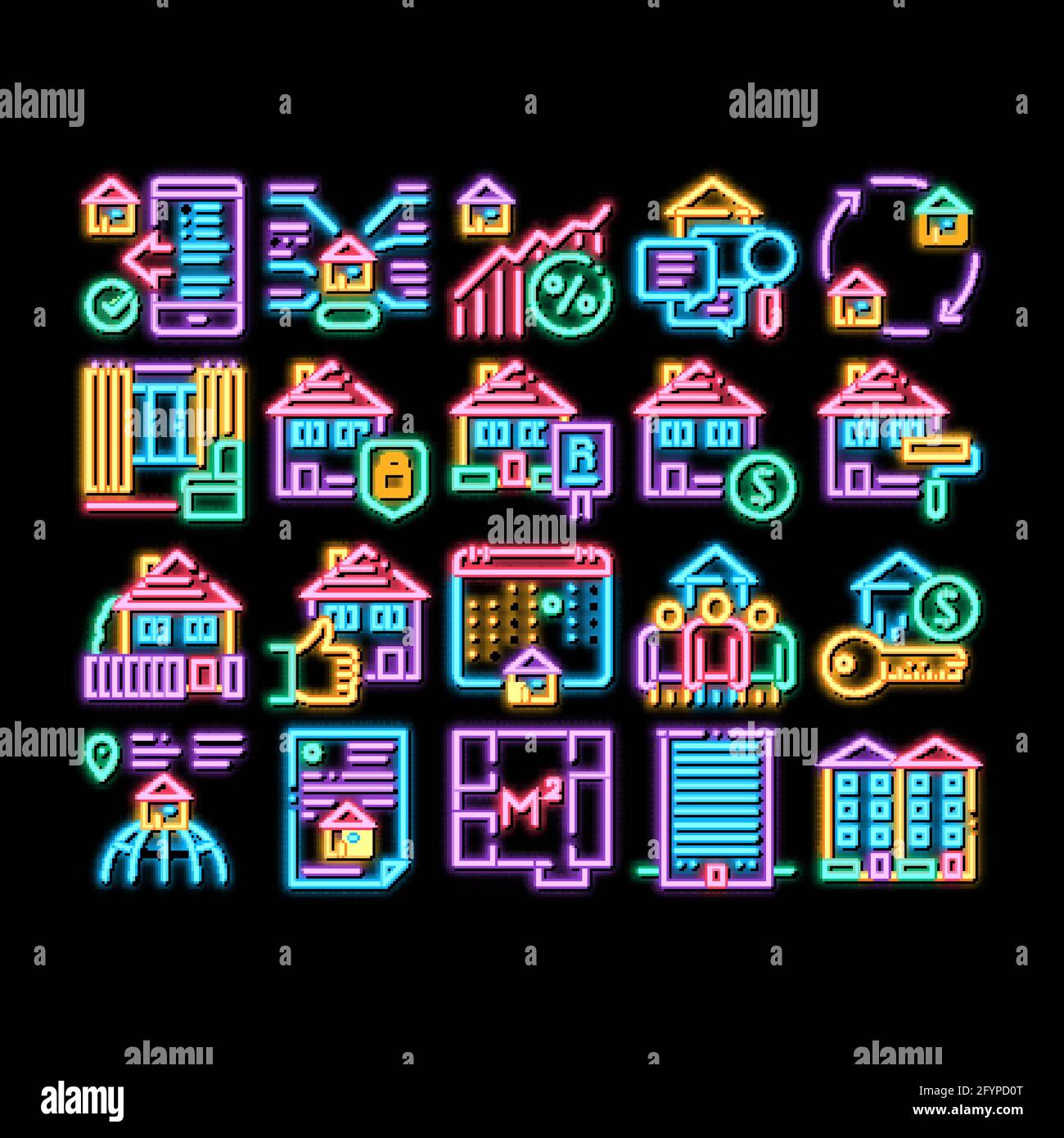 Apartment Building neon glow icon illustration Stock Vector Image & Art ...