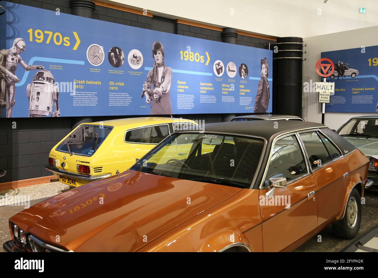 Cars from the 1970's, Time Road, British Motor Museum, Gaydon, Warwick, West Midlands, England, Great Britain, UK, Europe Stock Photo