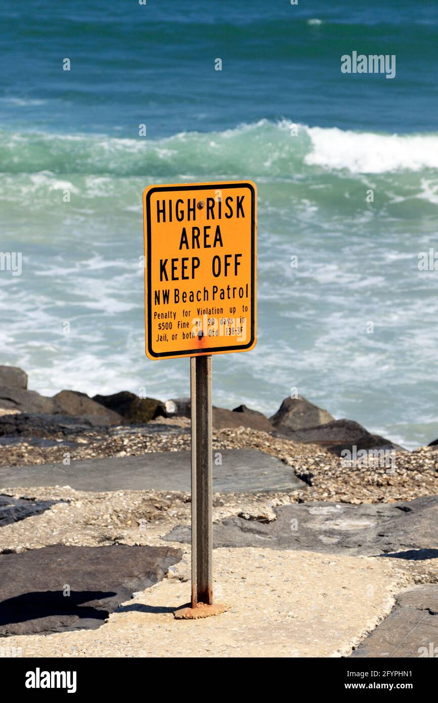 A jetty in North Wildwood, New Jersey where the Atlantic Ocean and the