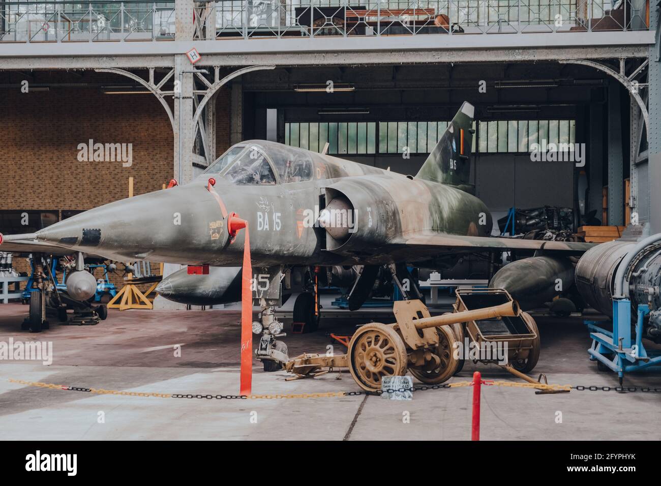 Brussels, Belgium - August 17, 2019: The Lockheed F-104 Starfighter supersonic aircraft inside The Royal Museum of the Armed Forces and Military Histo Stock Photo