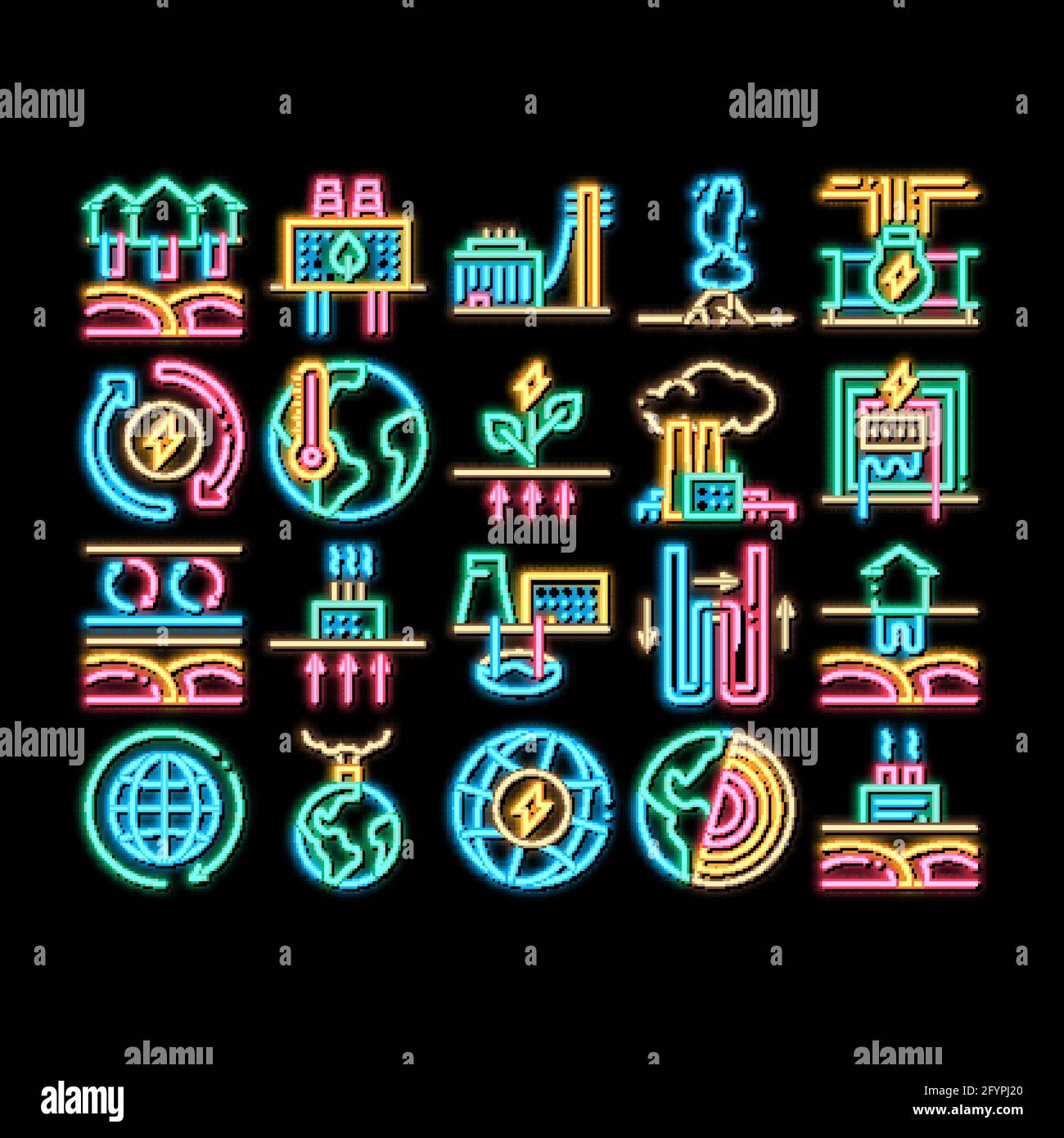 Geothermal Energy neon glow icon illustration Stock Vector Image & Art ...