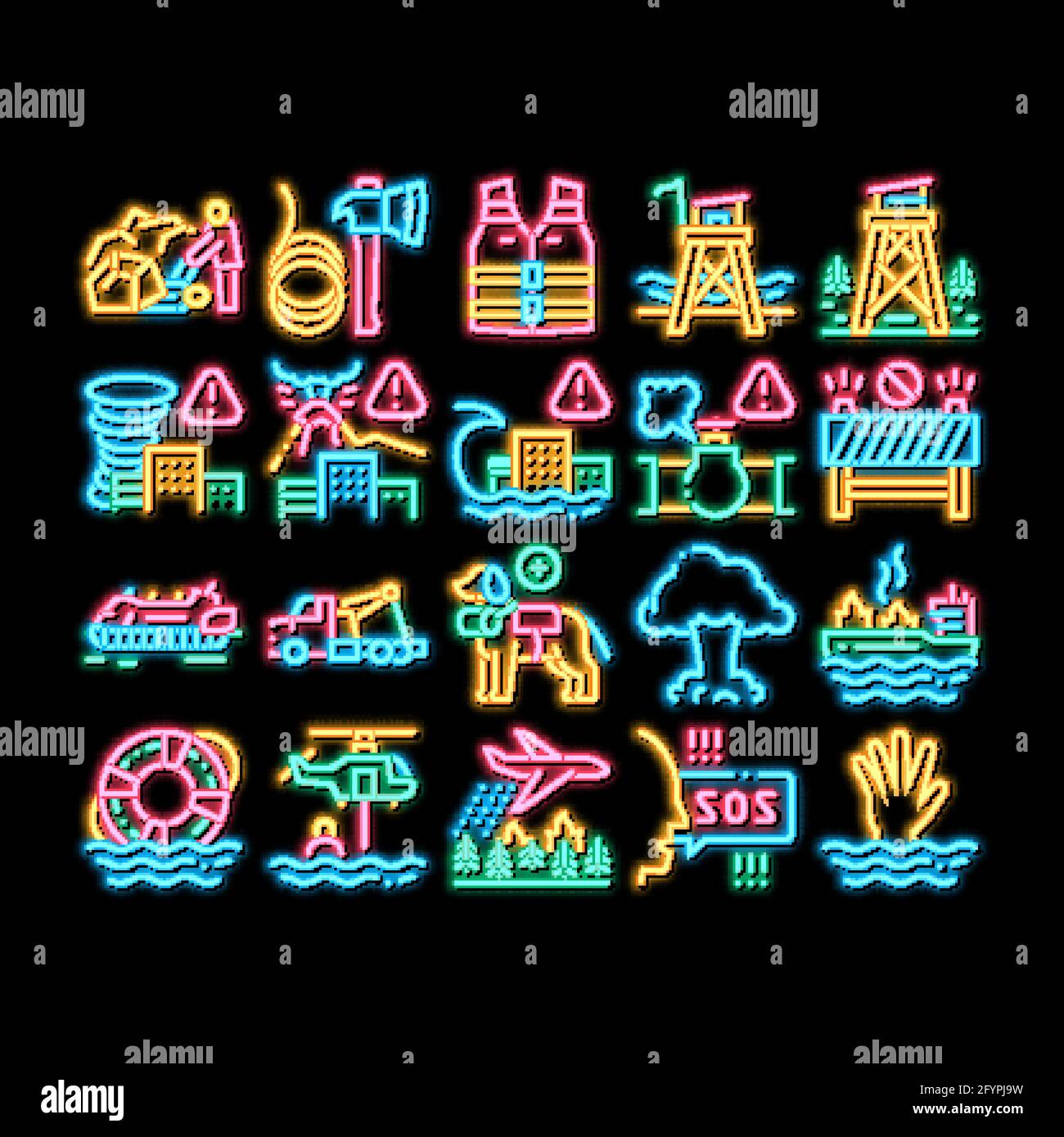 Rescuer Equipment neon glow icon illustration Stock Vector Image & Art ...