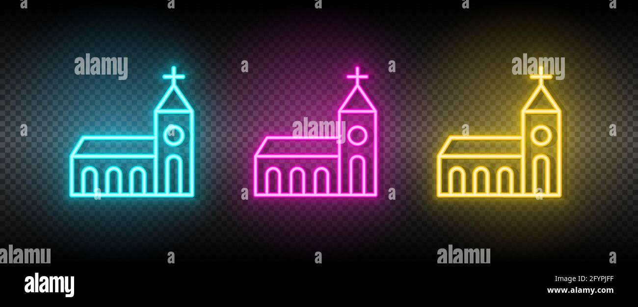 Church symbol neon vector icon. Stock Vector