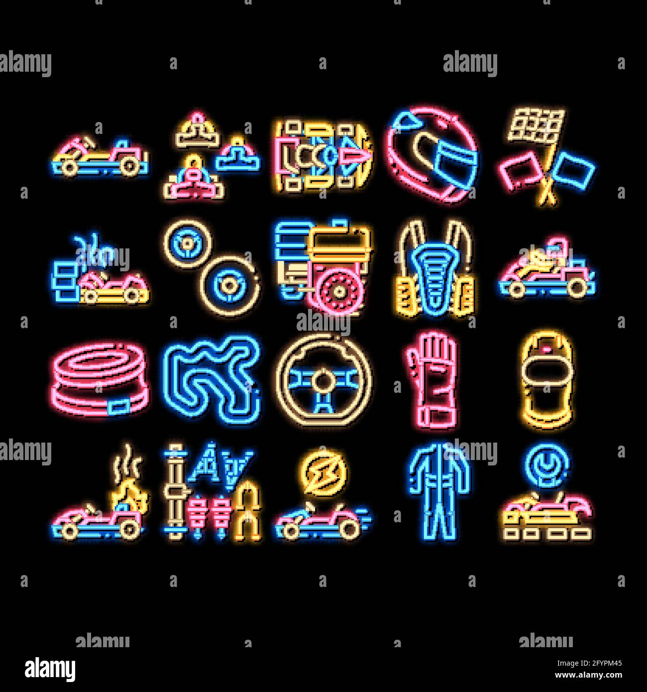 Karting Motorsport neon glow icon illustration Stock Vector Image & Art ...