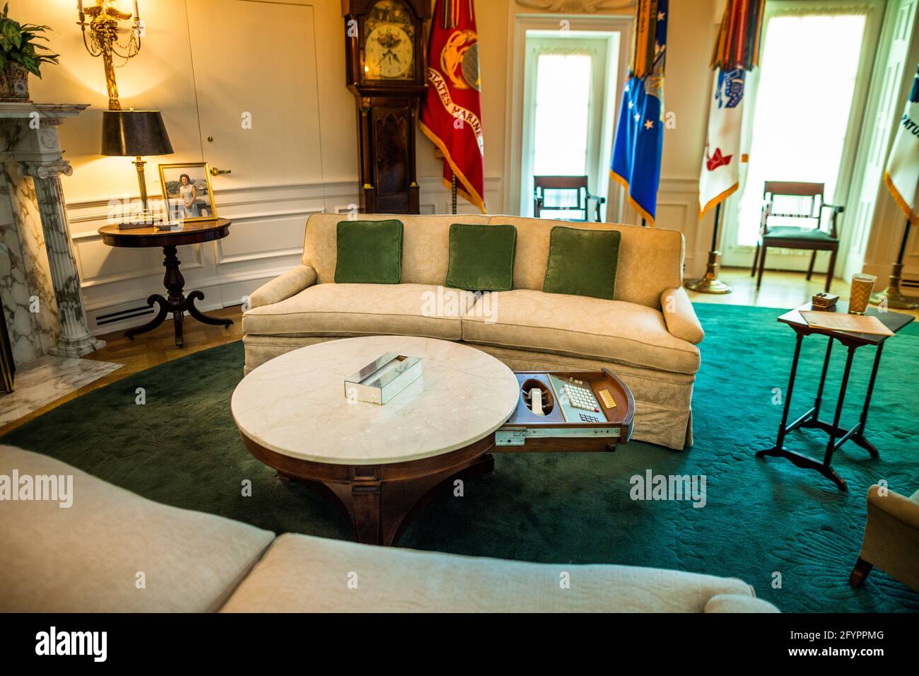 Replica of the Oval Office in the Lyndon Baines Johnson Library and Museum, also known as the LBJ Presidential Library Stock Photo