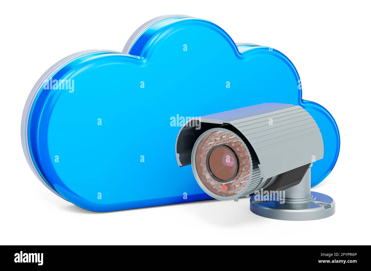 Cloud Storage for Video Surveillance Camera concept, 3D rendering