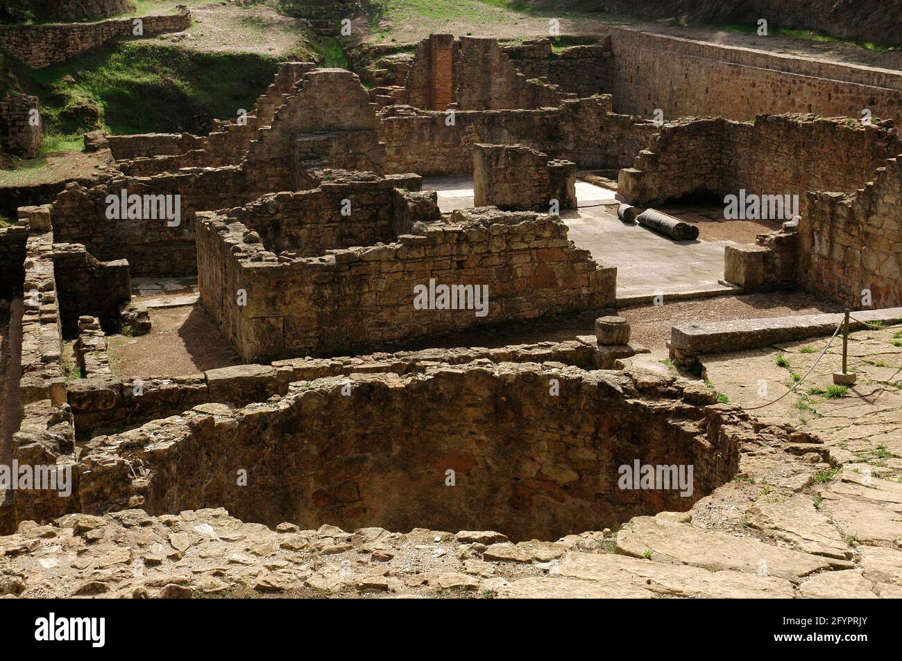 Portugal. Roman ruins of Miróbriga. Ancient Lusitanian settlement whose present-day ruins are dated to the Roman period, between the 1st and 4th centuries. East Baths, 2nd to 4th centuries. Surrounding area of Santiago do Cacém. Alentejo Region. Stock Photo