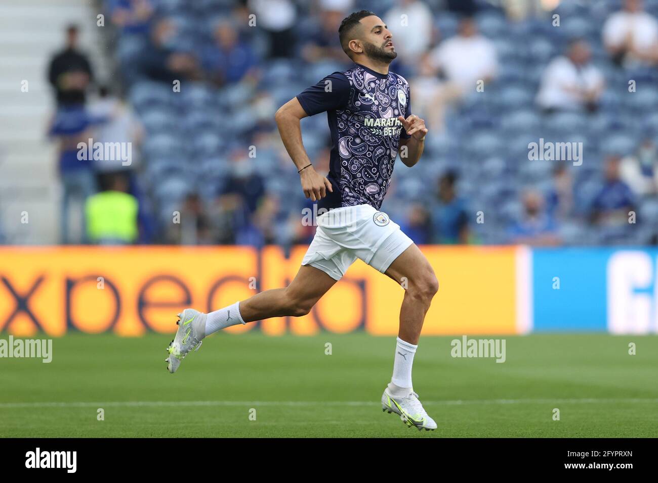 PORTO, PORTUGAL - MAY 29: Riyad Mahrez of Manchester City before the UEFA Champions League Final between Manchester City and Chelsea FC at Estadio do Dragao on May 29, 2021 in Porto, Portugal. (Photo by MB Media) Stock Photo