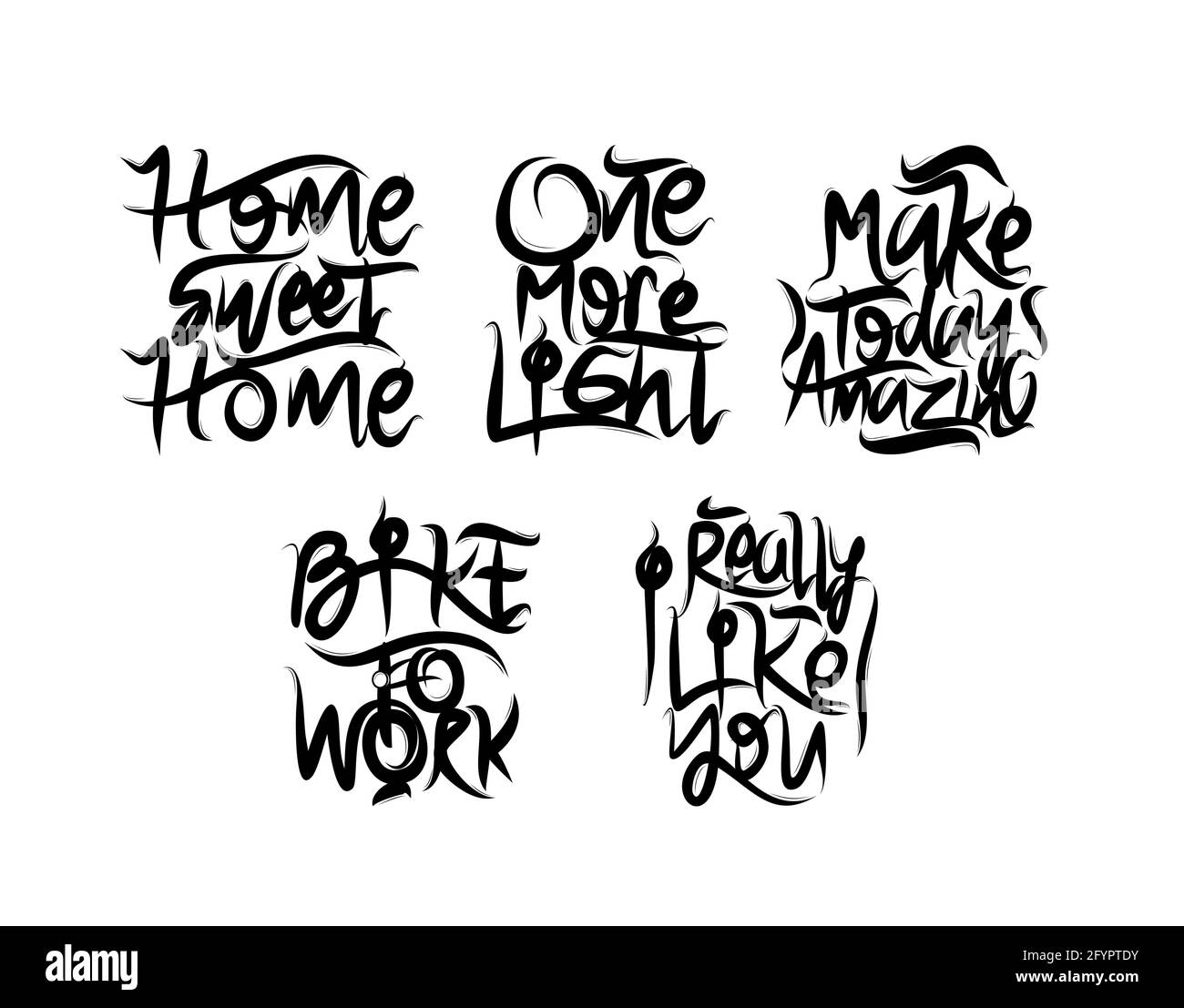 Set lettering Text on white background in vector illustration Stock