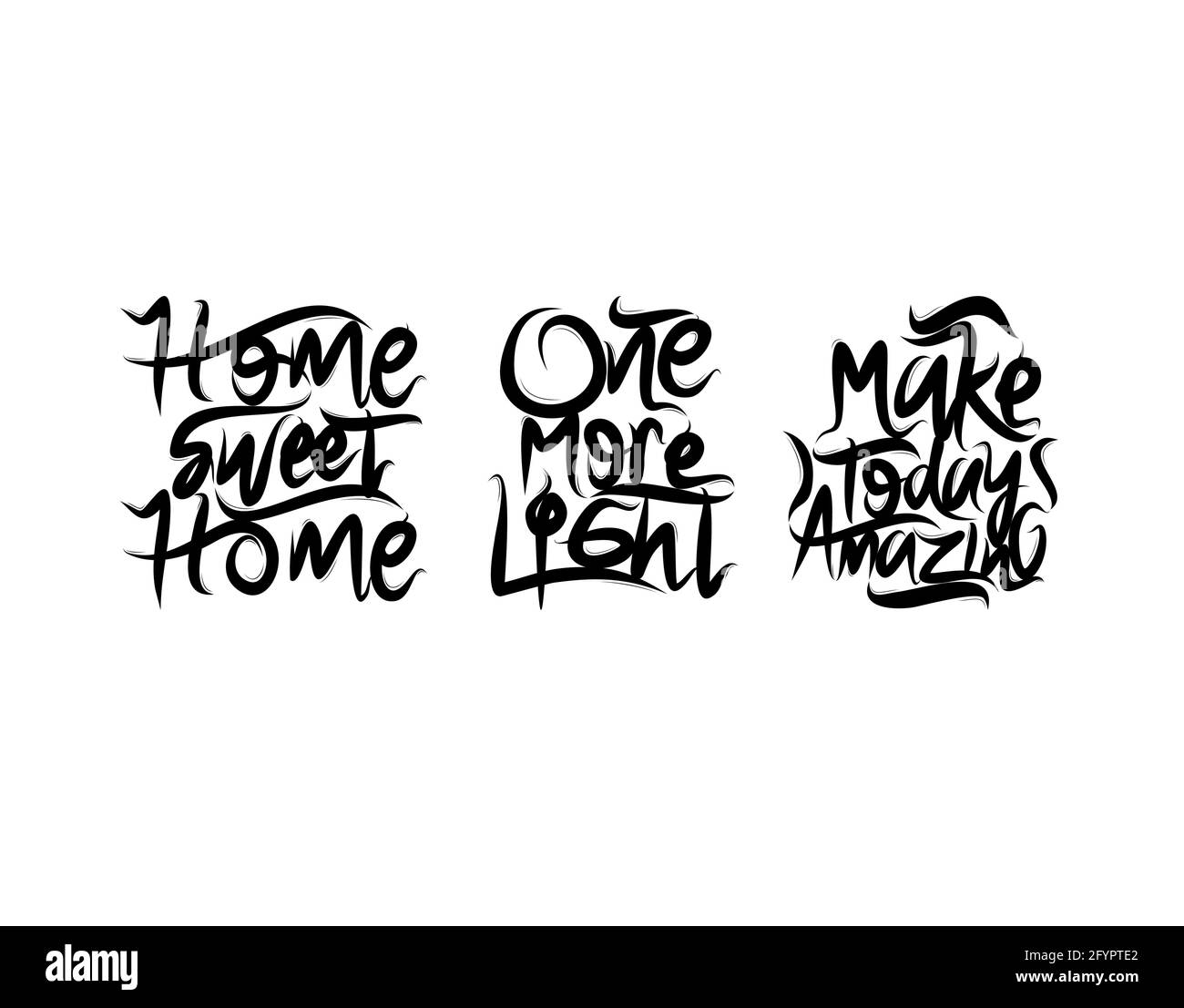 Set lettering Text on white background in vector illustration. Stock Vector