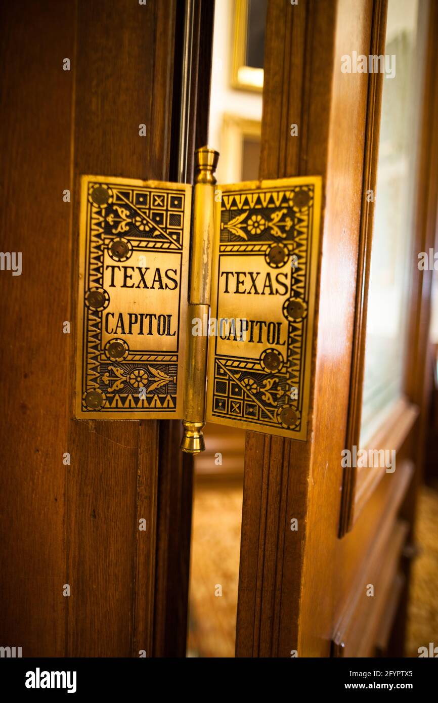 Decorative hinges leading into congressional chambers in the Texas State Capitol building in Austin, Texas, USA Stock Photo