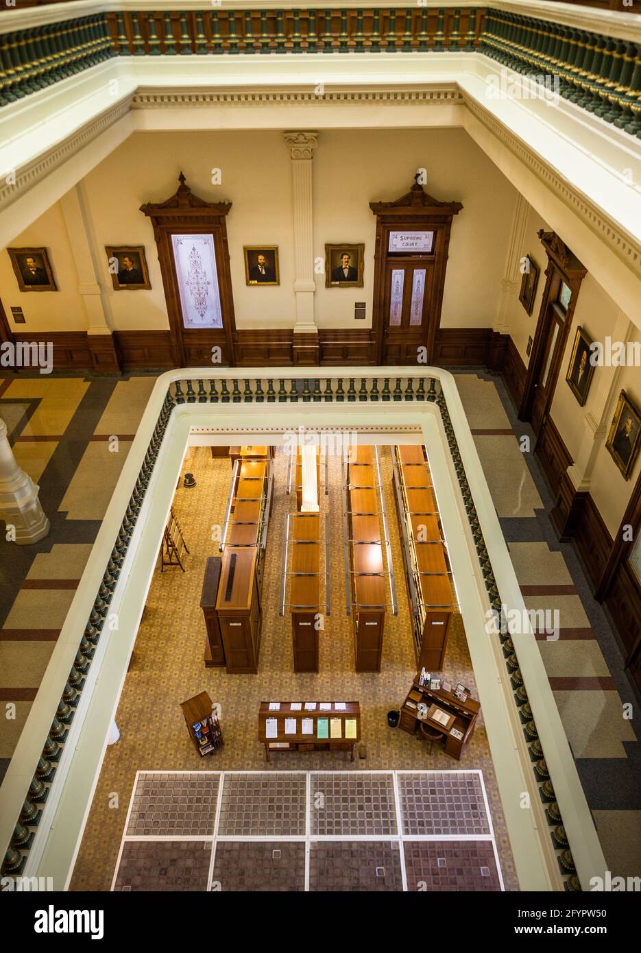 Overlooking the Libarary of Congress in the Texas State Capitol building in Austin, Texas, USA Stock Photo