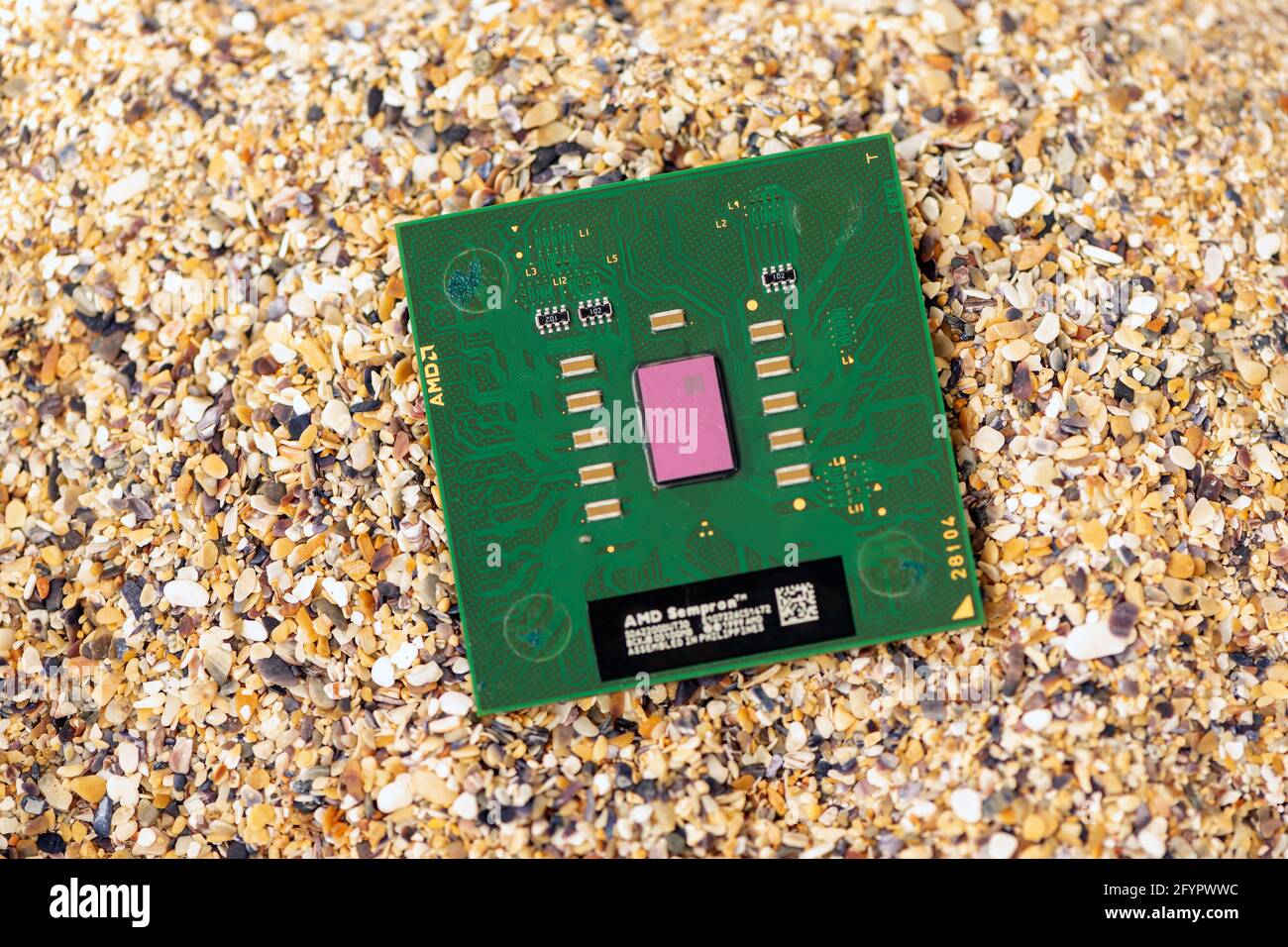 Timisoara, Romania - October 18, 2020: Close-up of an AMD Sempron 2200+  SDA2200DUT3D processor, 2200 MHz, socket A with sand in the background  Stock Photo - Alamy