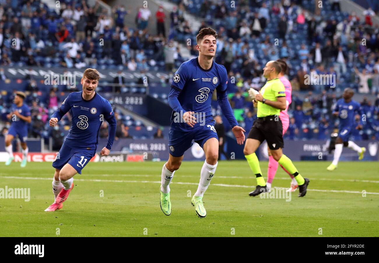 Chelsea S Kai Havertz Celebrates Scoring Their Side S First Goal Of The Game During The Uefa Champions Chelsea S Kai Havertz Celebrates Scoring Their Side S First Goal Of The Game During The Uefa Champions