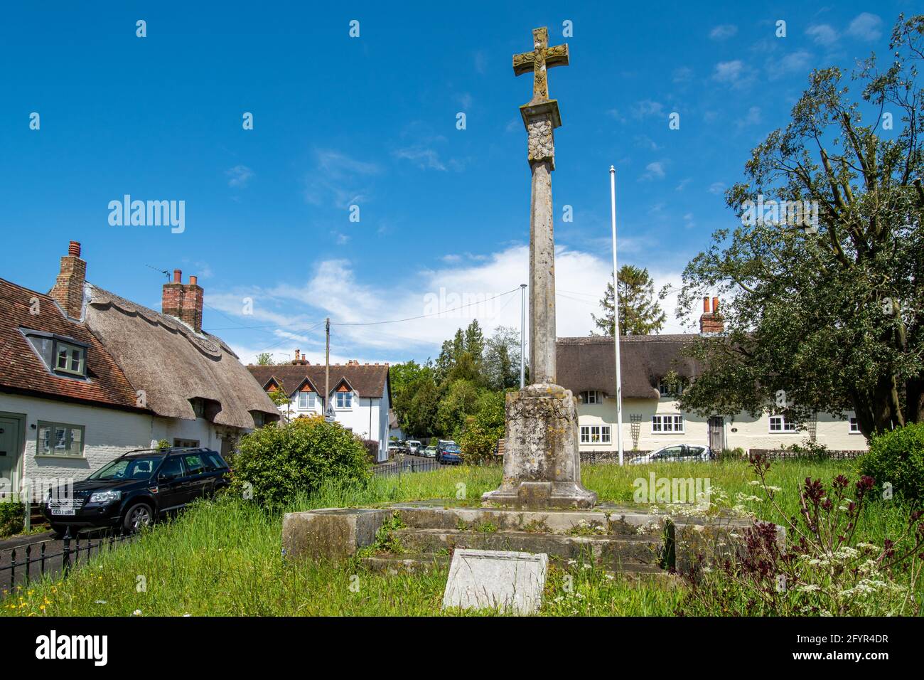 View of West Meon, a pretty Hampshire village, England, UK, with the
