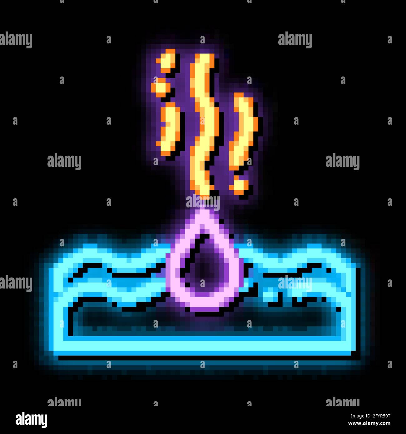 Drop Water Dripping In Sea neon glow icon illustration Stock Vector ...