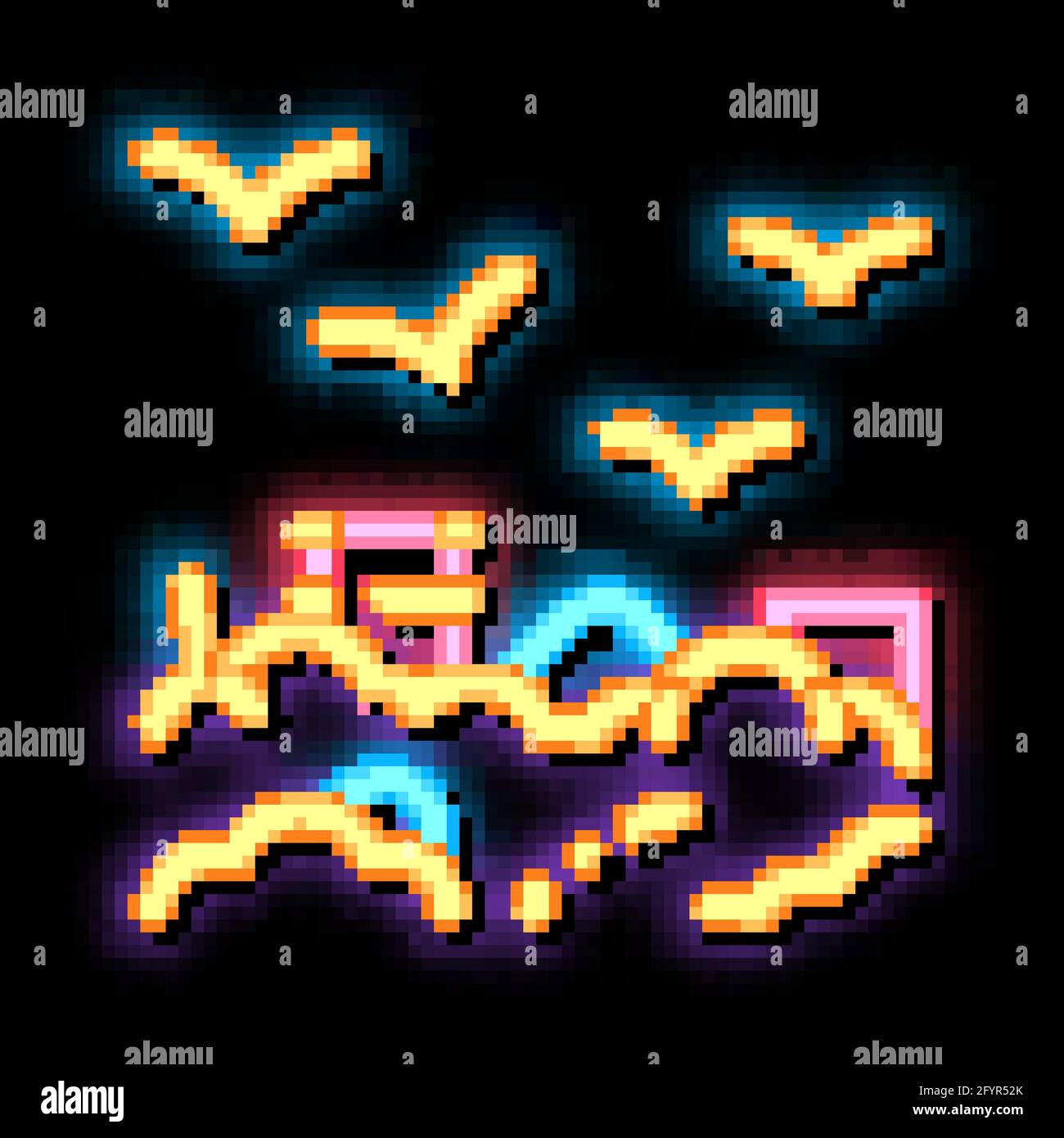 Building Smog And Birds neon glow icon illustration Stock Vector Image ...