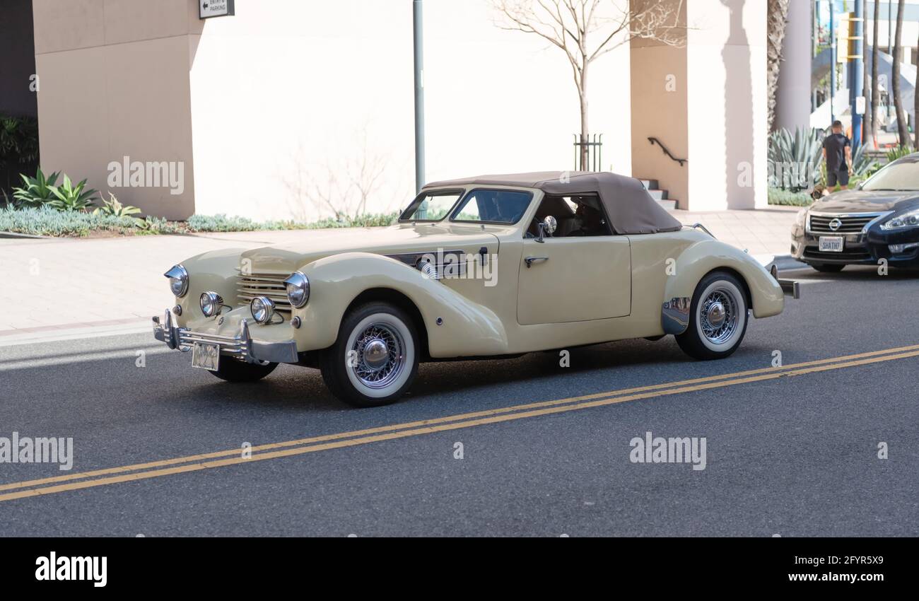 Long Beach California Usa April 12 2021 Antique Retro Vintage Car Cabriolet On Road Side View Stock Photo Alamy