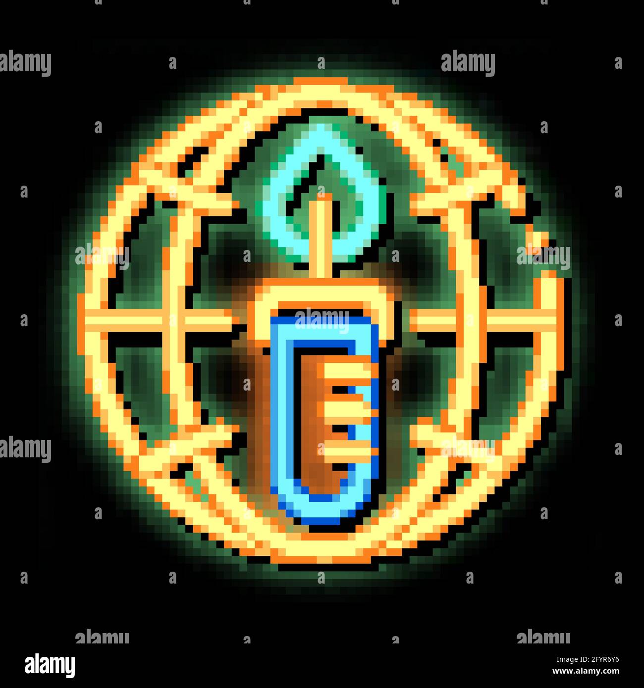 Candle Earth Problem neon glow icon illustration Stock Vector