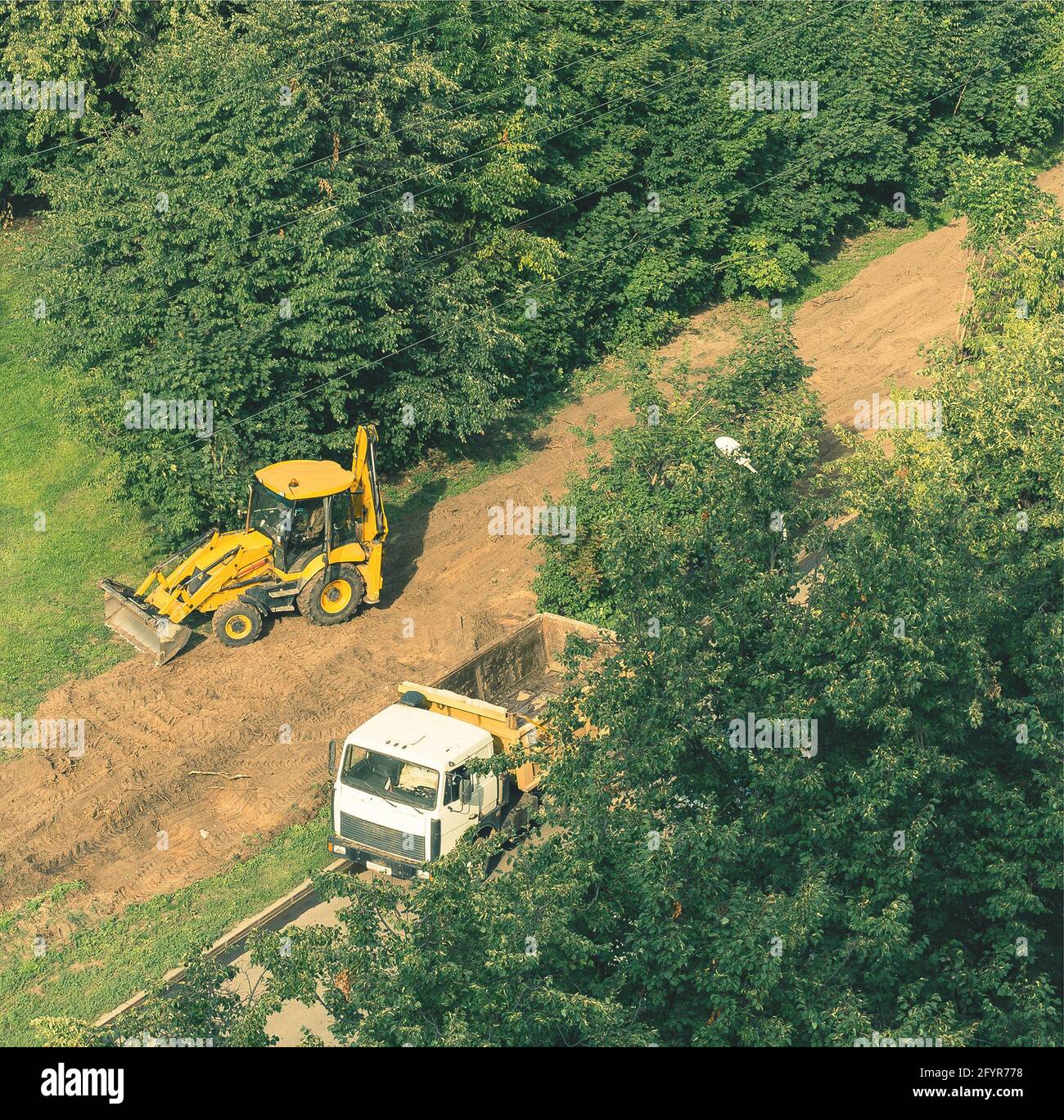 road construction technics in the green zone Stock Photo