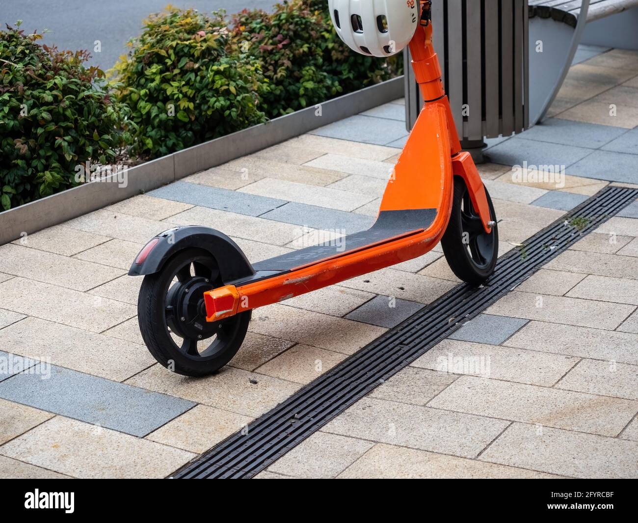 AUCKLAND, NEW ZEALAND May 18, 2021 View of escooter parked on